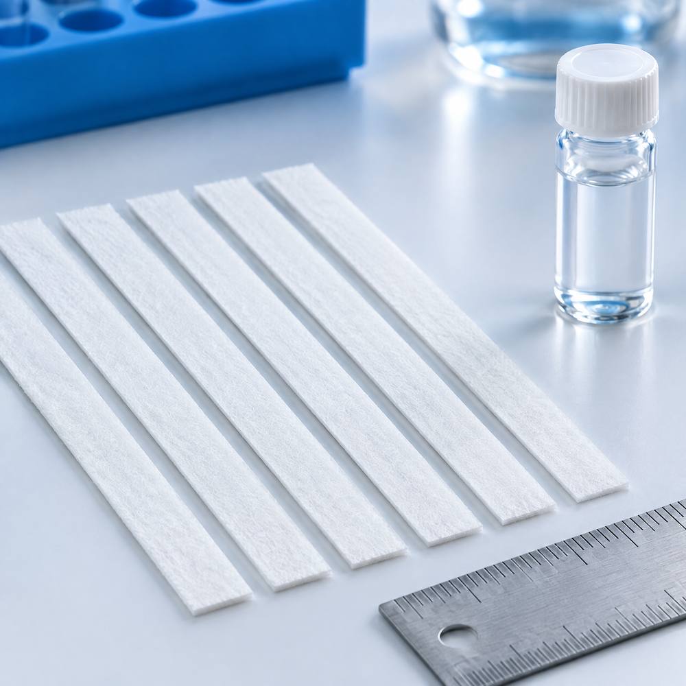 Narrow cellulose laboratory filter strips
