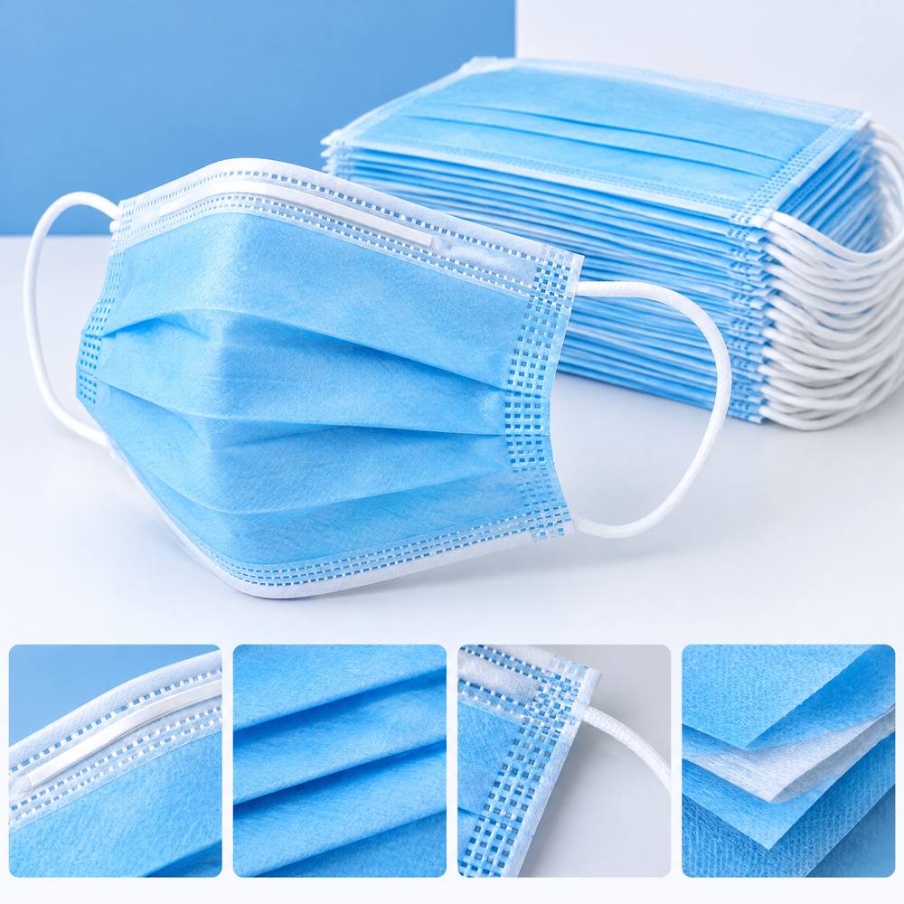 Three-layer disposable non-woven face masks with ear loops